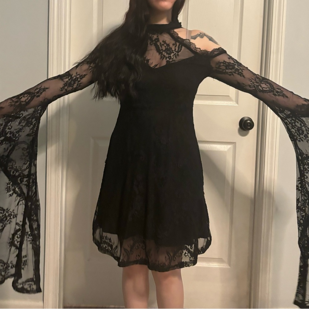 Killstar Black Bell Sleeve Goth Dress